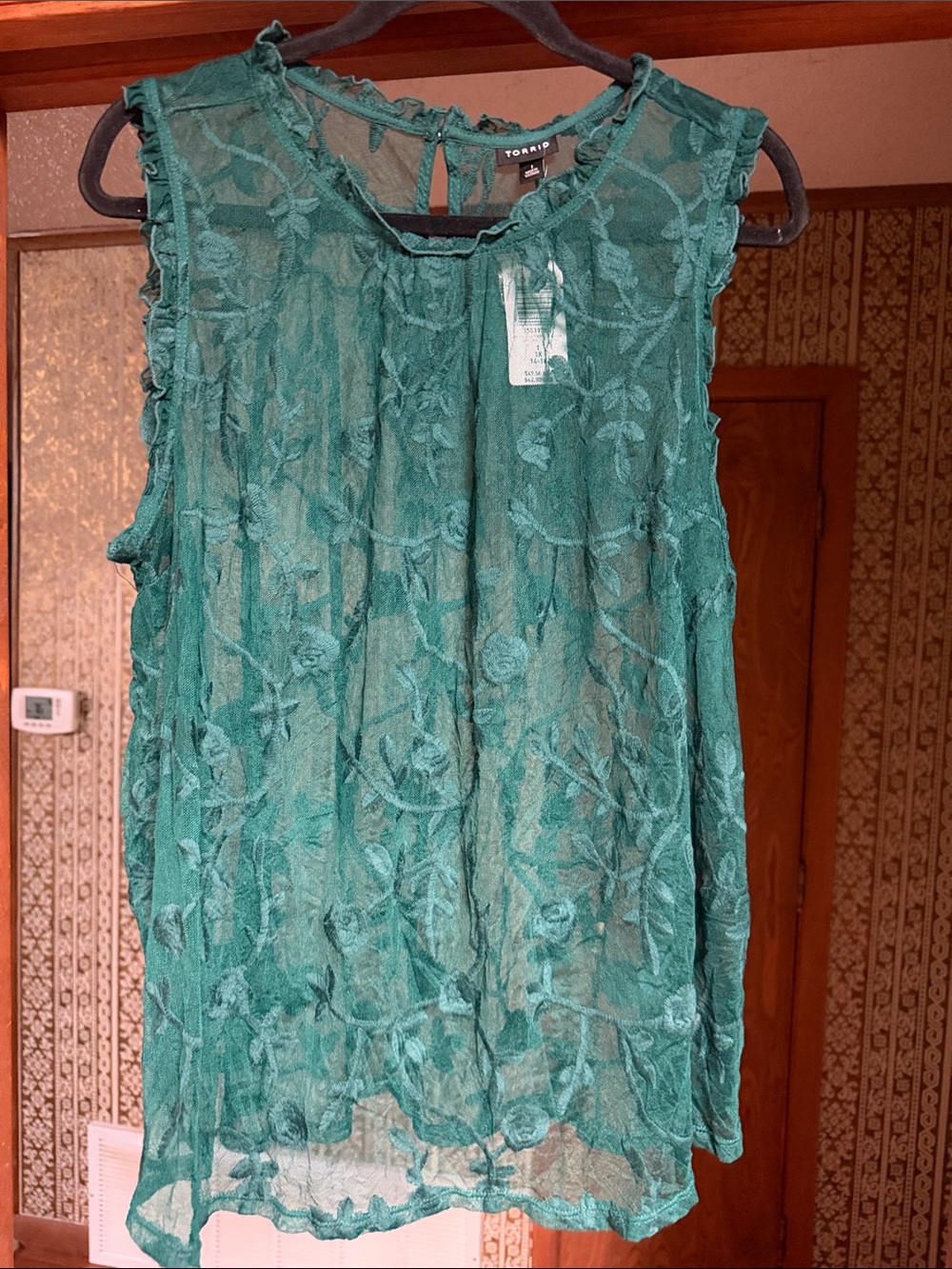 NWT lace ruffleneck Top - Embroidered Design